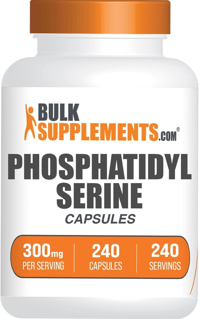 BulkSupplements.com Fosfatidylserín Kapsule - Fosfatidylserín Supplement, Zdroj: Sója, pre pamäť a fokus - bez lepku, 1 Kapsula na obsluhu, 240 Kapsule (Pack of 1)