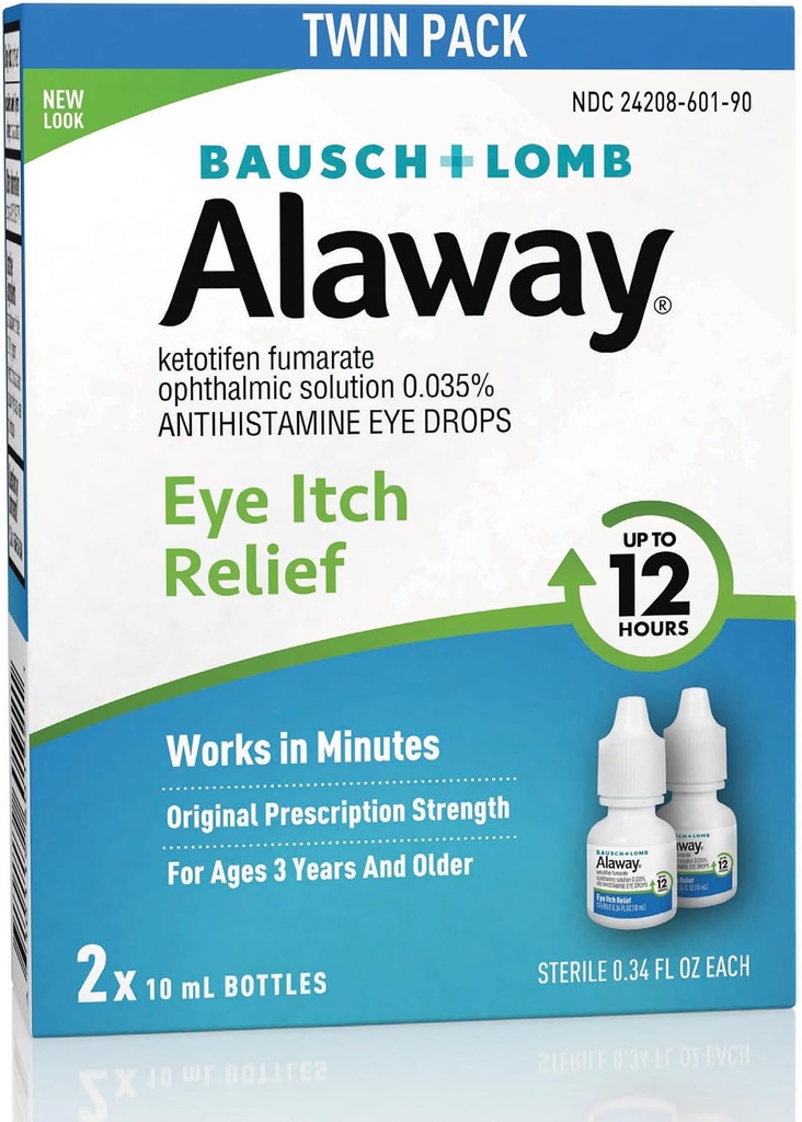 Alway Antihistaminikum, Eye Itch Relief Drops, Twin Pack, 0.34 fl oz Každý