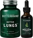 Betterbrand Better Lungs Health Pack - Lepšia Pľúca Kapsule a Mullein Leaf Tincture kvapky 