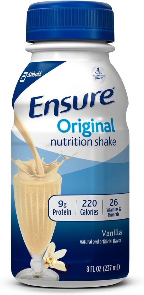 Zaistiť Original Nutrition Shake s 9g proteínu, Náhradné jedlo Shakes, Vanilla, 8 Fl Oz (Pack of 16)
