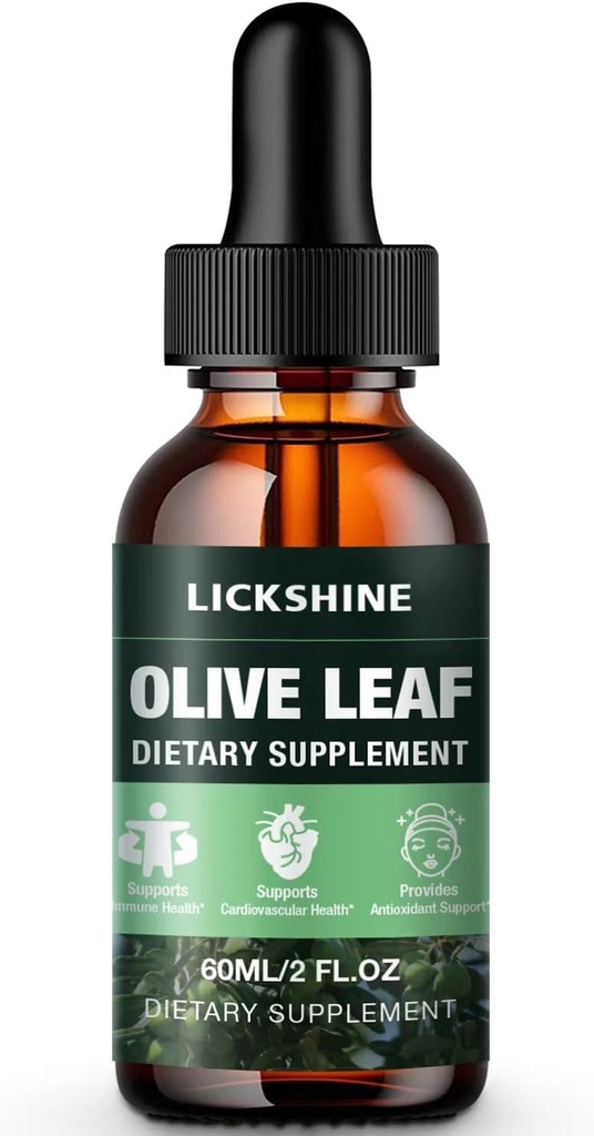 1 balenie 1000MG Olive Leaf Liquid Extract - Organické Olive Leaf kvapky doplnok Tinktúra pre lepšiu absorpciu - Immune & Heart Support Gluten-free, non-GMO, Vegan, 2 Fl Oz