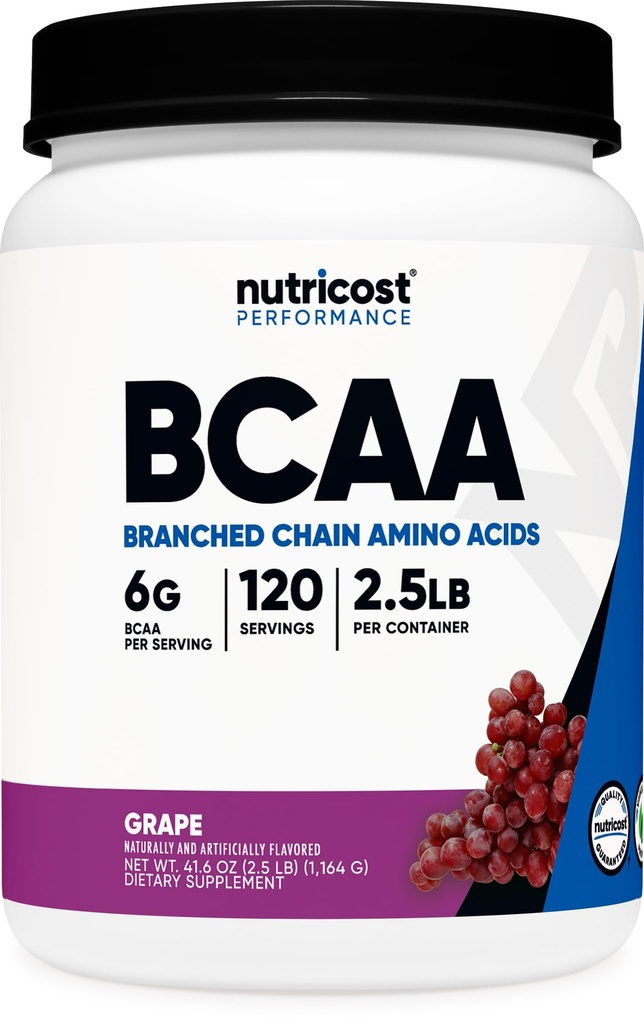 Nutricost BCAA Powder (Grape, 120 Servings) - Gluten Free, Non-GMO, Vegetarian, Optimal 2:1:1 Pomer