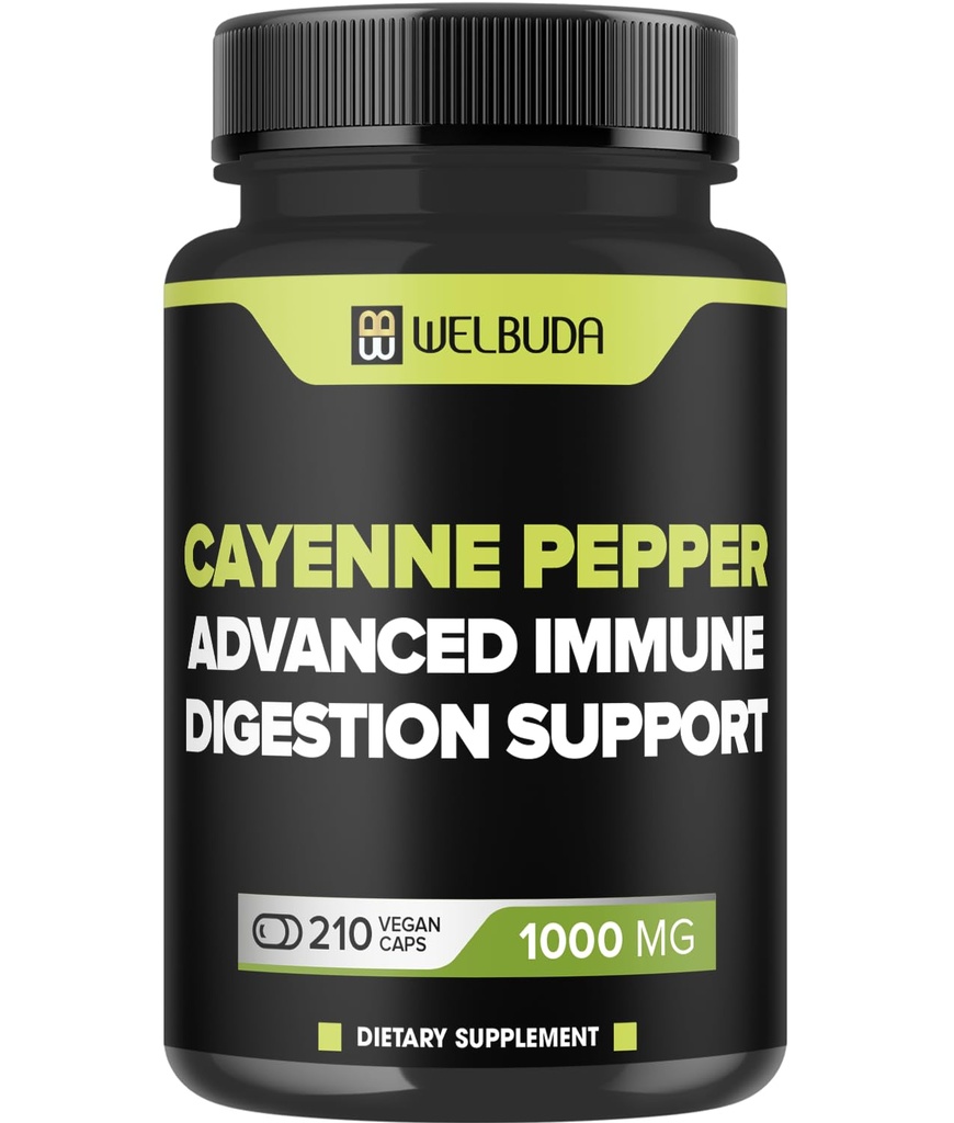210 Kapsule - Cayenne Pepper Doplnky extrakt 10:1 s Berberine HCI, Cesnaková cibuľka, Olive Leaf & More - Kombinovaná formula pre trávenie zdravie, zdravie srdca a imunitnej funkcie Podpora