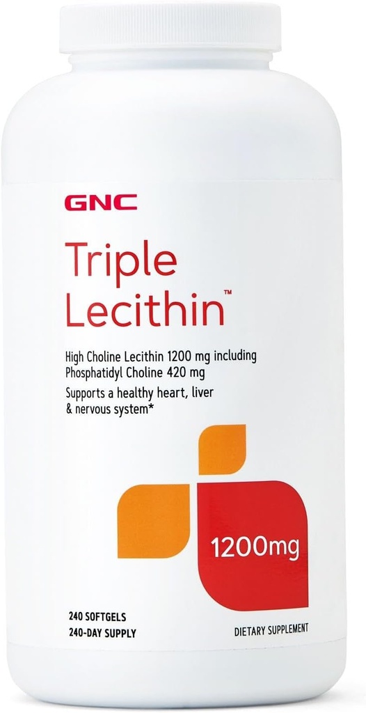 GNC Triple Lecithin 1200mg doplnok, podporuje zdravé srdce, pečeň a nervový systém, 240 slúži