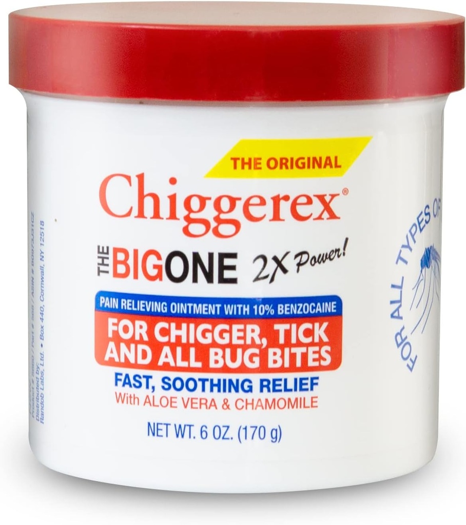 Chiggerex 2X Power First Aid Mediated Ointment for Chiggers, Mosquito Bites, Ticks and Bug Bite Relief with Aloe Vera & harmamile, 6 oz