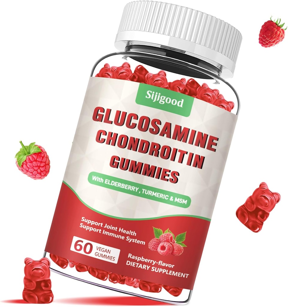 Vylepšený glukozamín Chondroitín Gummies s MSM pre dospelých - Extra-silné spoločné zdravie a flexibilita, Antioxidant a imunitná podpora doplnok, 60 Počet