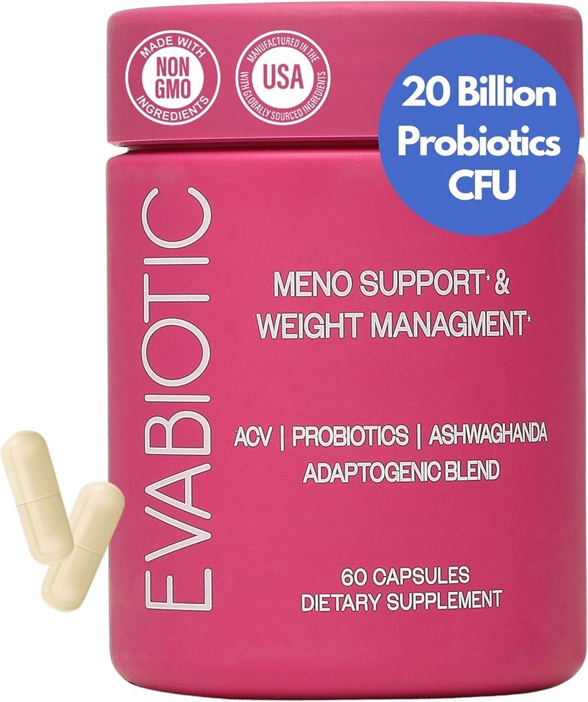 Kompletné menopauza Vitamíny - Ashwaghanda, Probiotiká, ACV pre riadenie hmotnosti, Hot Flash, nočné potenie, Bloat, Hormone Balance - Vegan 60 Caps Menopauza Supplements for Women Non-GMO
