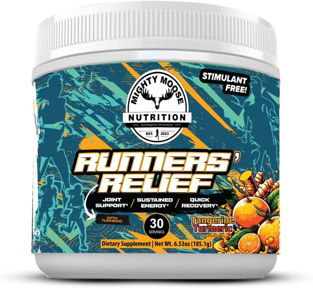Úľava pre bežcov - Joint Support & Muscle Recovery Supplement - Glukosamine Chondroitin - Fasting Electrolytes - Stimulant-free Pre/Post Workout Energy - Tangerine Turmeric s 95% Curcuminoids