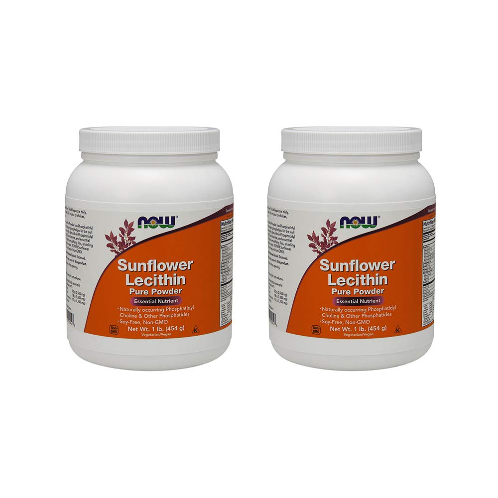 Teraz Foods Now Foods, (2 balenia) Slnečnicový lecitín, čistý prášok, 1 LB (454 g)