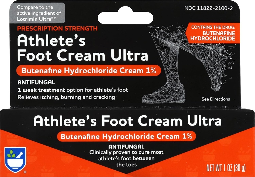 Rite Aid Prescription sila nohy starostlivosti Butenafine krém - 1 oz, antimykotický krém, Jock svrbenie liečba, Liečebné Athlete noha krém extra sila