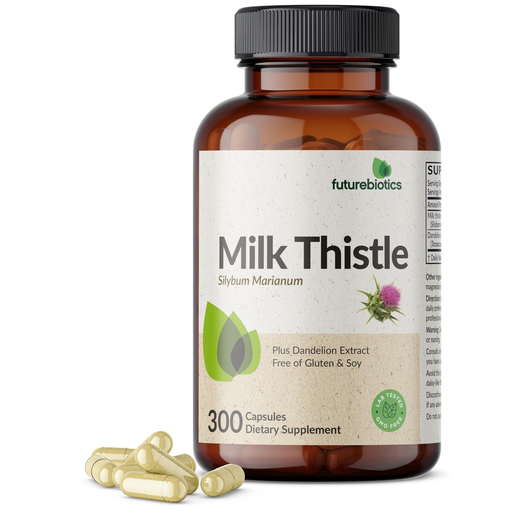 Futurebiotics Milk Thistle Silymarin Marianum & Dandelion Root Liver Health Support, Antioxidant Support, Detox, 300 Kapsule