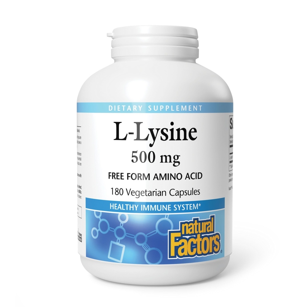 Prírodné faktory, L-lyzín 500 mg, 180 Vegetariánskych kapsúl