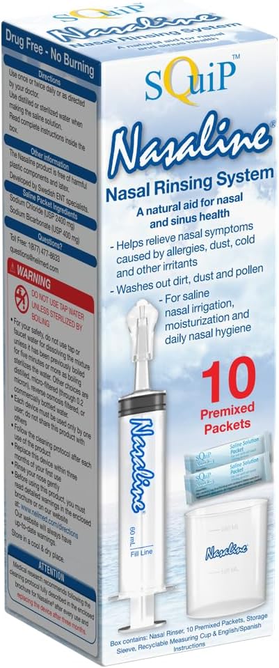 Squip Nasaline Nasal Oplachovací systém s 10 Premixované Saline pakety