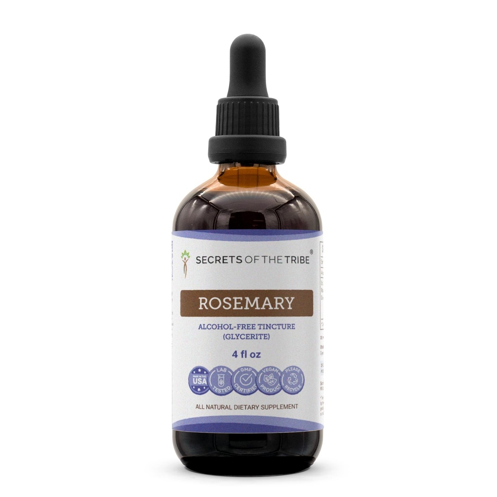 Secrets of the Tribe Rosemary Alcool-Free Liquid Extract, Rosemary (Rosmarinus Officinalis) Supplement sušených listových tinktúr (4 FL OZ)