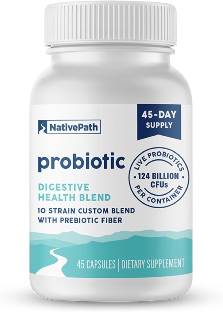 NativePath Daily Probiotic, 10-kmeň Custom Blend Probiotiká Doplnok pre mužov a ženy, 82 miliárd CFU - 45 Počet