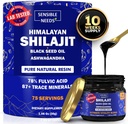 Pure Himalayan Shilajit Organic Resin Supplement, Shilajit pre mužov a ženy s olejom z čierneho semena a Ashwagandha, Energy, Imunity, 78% Fulvic Acid, 87+ Stopové minerály, 400 mg