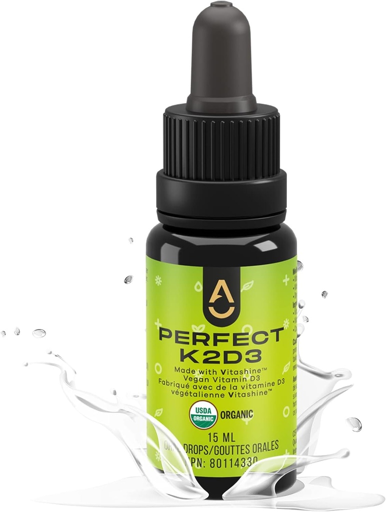 Aktivačné produkty - perfektný K2D3, tekutý vitamín D3 s K2, vitamín K2 a D3 doplnok v MCT oleji, D3K2 vitamíny pre kostnú silu a imunitnú podporu, D3+K2 Vitamíny pre vápnik Absorpcia, 15 ml