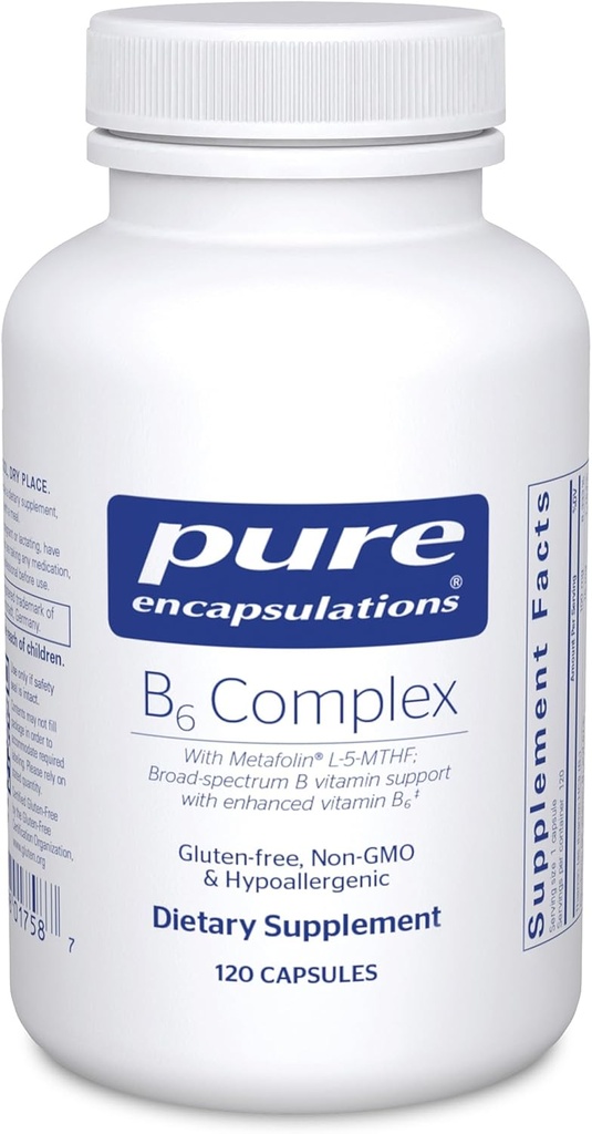 Pure Encapsulations B6 Complex - Podpora Nervový systém a zdravie mozgu* - Obsahuje B vitamíny - obsahuje obohatený vitamín B6 - non-GMO a gluten bez - 120 kapsúl