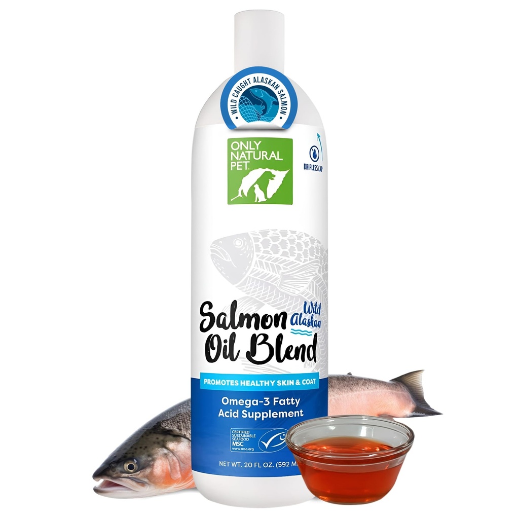 Len prírodné Pet Wild Aljašský lososový olej pre psy a mačky - Omega 3 a 6 Liquid Food Supplement pre domáce zvieratá - EPA & DHA Fish Oils, All Natural Joint Support, Promotion Healthy Skin, Coat & Heart - 20 Fl Oz