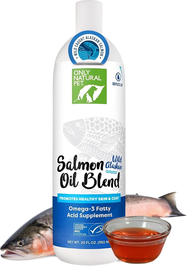 Len prírodné Pet Wild Aljašský lososový olej pre psy a mačky - Omega 3 a 6 Liquid Food Supplement pre domáce zvieratá - EPA & DHA Fish Oils, All Natural Joint Support, Promotion Healthy Skin, Coat & Heart - 20 Fl Oz