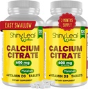 Shiny Leaf Calcium Minis 600 mg - Daily Tablets of Calcium Citrate 600mg Plus Vitamín D3 pre Bariatric Post-Op a Gastric Bypass pre ženy a mužov, Ľahko sa prehĺtať, Made in USA, Vegetarián - 240 Ct.