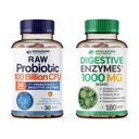 Zdravý Wellness Organic Probiotiká 100 miliárd CFU + tráviace enzýmy 1000 mg s prebiotikami Bundle