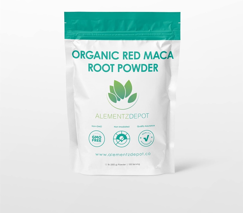 Organické Red Maca Root Powder, 500 Grams (1,1 lbs.), Pestovaný v Peru, Bohatý na antioxidanty, Pomoc energie, Vytrvalosť, Vytrvalosť, Sila a imunitný systém, Žiadne prísady, Žiadne výplne.