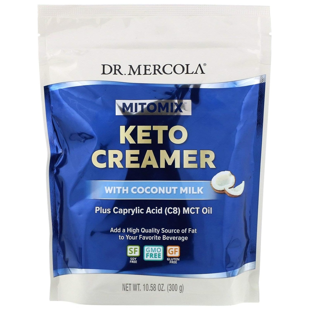 Dr. Mercola MITOMIX Keto Creamer with Coconut Milk, 15 Servings, (1 Bag), MCT Oil, non GMO, Gluten Free, Soy Free