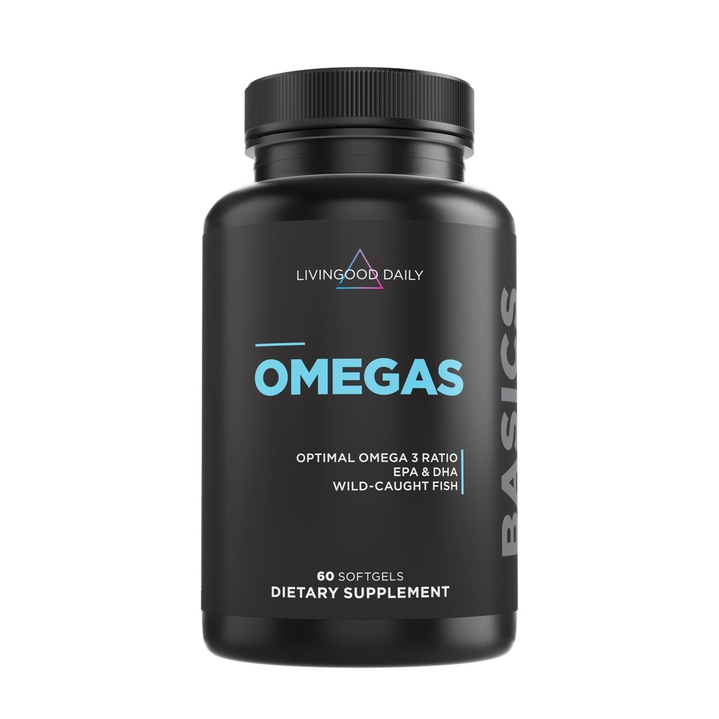 Livingood Daily Fish Oil Omega 3 Supplement, EPA and Dha from Wild Caught Fish, Omega 3 Mastné kyseliny pre srdce, mozog a spoločné zdravie pre mužov a ženy, bez lepku, 30 dní dodávky, 60 Softgels