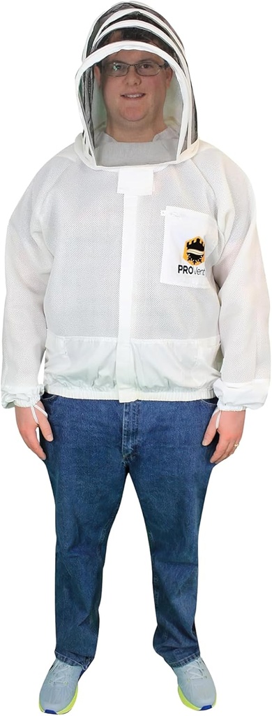 Mann Lake Provent Beekeeping Jacket, Professional Grade Včelí včelí výstroj s vlastnou podporou Veil, Heavy-Duty Zippers, Elastic Wrist Openers, Posilnené high-Wear oblasti a hrudník Pocket, stredné
