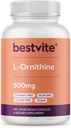BESTVITE L-Ornithine 500mg (240 Vegetariánske kapsuly) - No Stearates - No Fillers - Vegan - Non GMO - Gluten Free