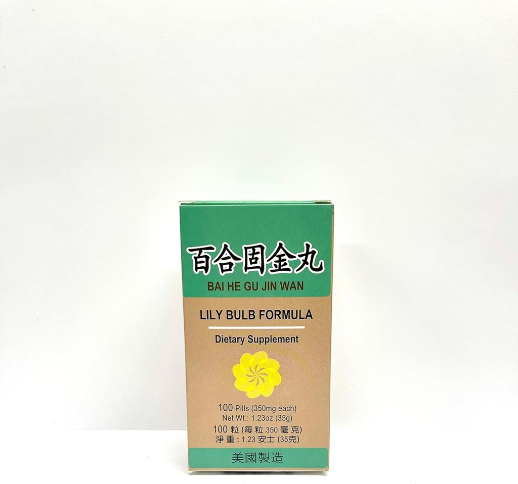 Lao Wei Lily žiarovky Formula - Bai He Gu Jin Wan bylinné doplnky pomáha udržiavať zdravý dýchací systém a kašeľ s Phlegm 100 Pills 350mg / each Made in USA