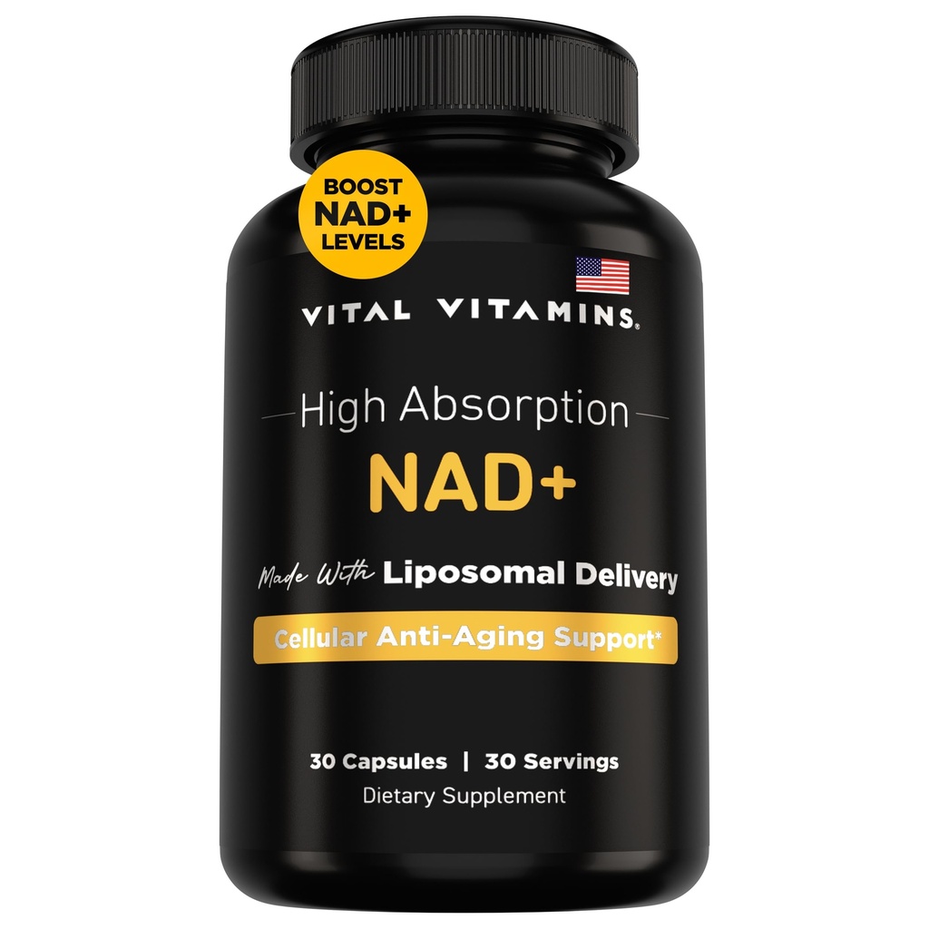 Vitálne vitamíny NAD doplnok - NAD+ (Nicotínamid Adenín Dinukleotid) pre mužov a ženy - vyrobené s lipozomálnou delivery - Cellular Anti-Aging podpora, energia, zameranie - 30-Deň dodávky