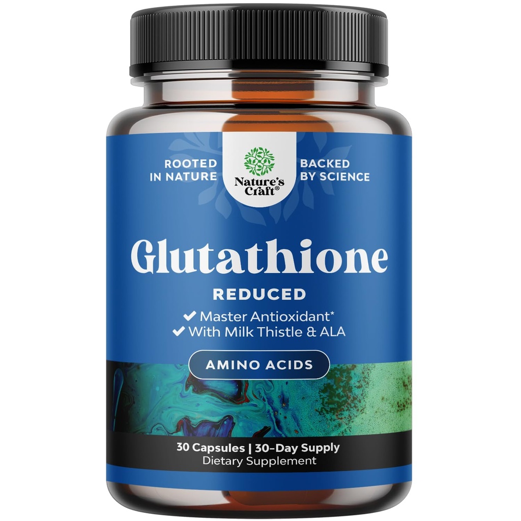 Redukované Glutatión Supplement with Milk Thitle - 500 mg per Serving Pure L Glutatione with Alpha Lipoic Acid & Milk Thitle Silymarin - 30 Count