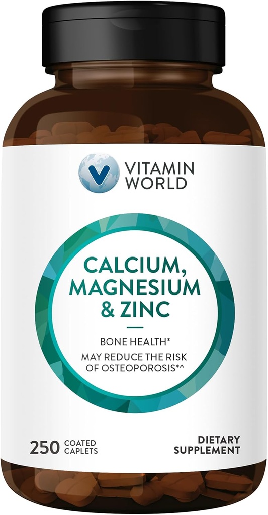 Vitamín Svet Vápnik Magnézium Zinok"Promotes Bone Health 250 Obalené viečka
