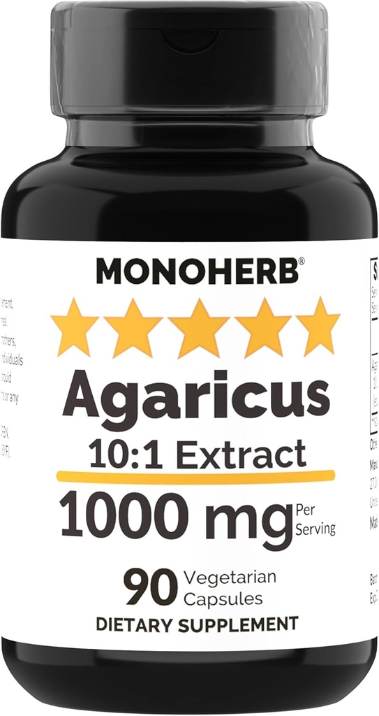 Monoherb Agaricus Mushrom Extract 1000 mg - 90 Vegetariánskych kapsúl
