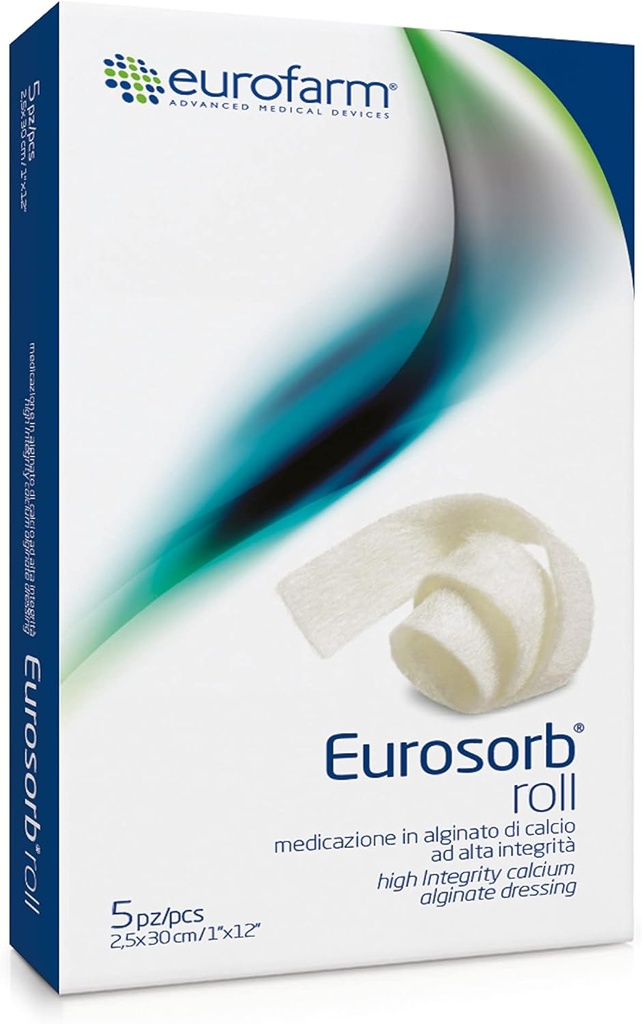 Eurosorb Roll -1 x 12 v -100% vysoká rýdzosť vápnika rebierka šaty, Promotes The Healing Process, Formation of New Tissue, Integral Alginate 
