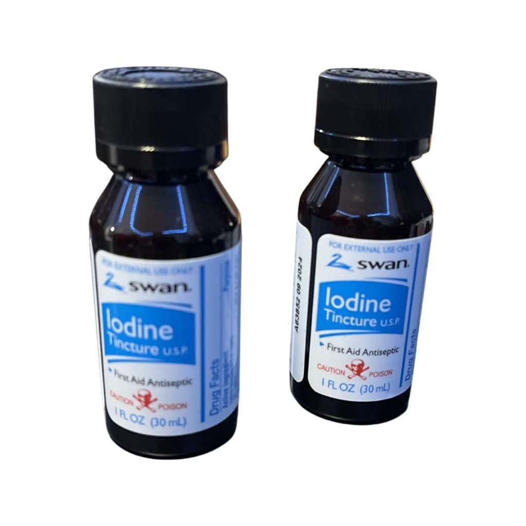 Swan Iodine Tincture First Aid Antiseptic 2% Jód USP, 1 fľaša Oz, 2,4 alebo 6 balení (6)