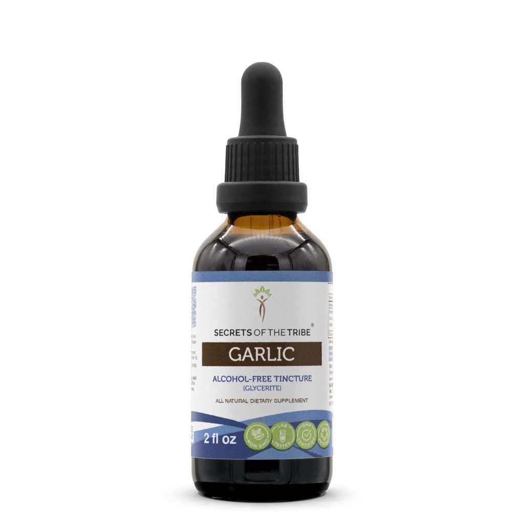 Secrets of the Tribe Cesnak Tincture Alkohol-free Liquid Extract, Cesnak sušený cibule (2 FL OZ)