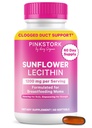 Pink Stork Slnečnica Lecithin Supplement - 1200 mg pre upchaté mlieko Ducts - Dojčenie Essentials for Postpartum Moms - Podpora toku materského mlieka - 60 Softgels