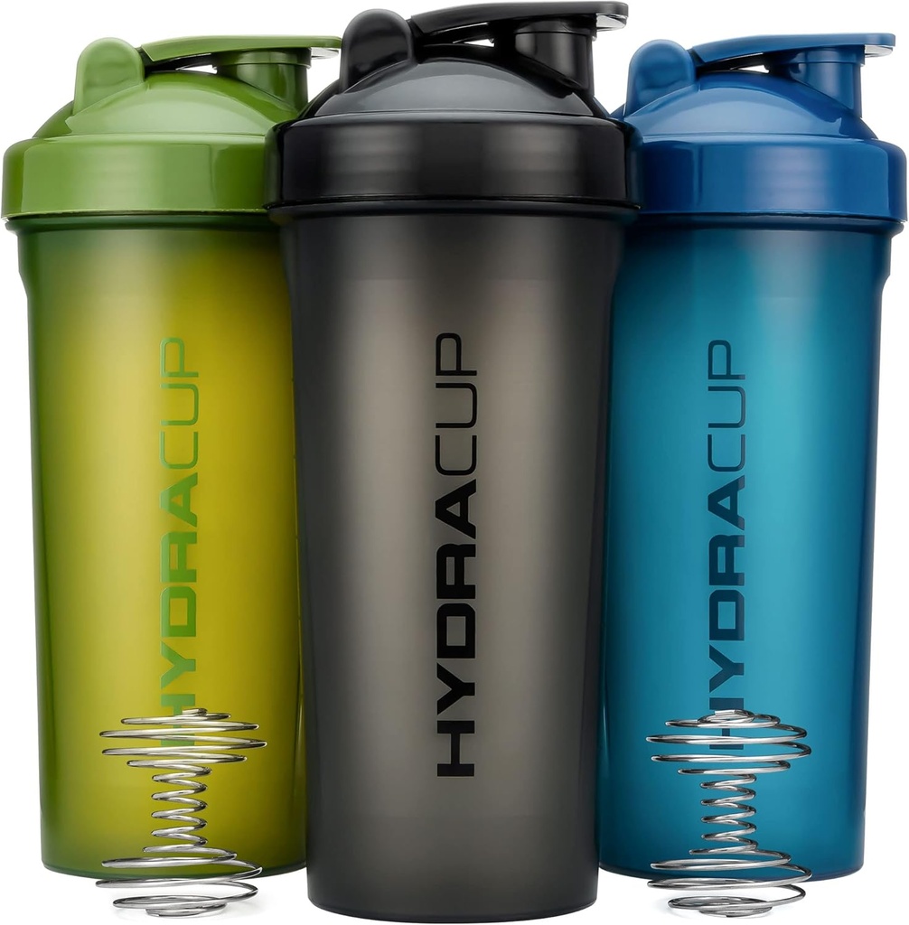 Hydra Cup [3 balenie] 45 Ounce Fľaše na pretrepanie bielkovín Shakes, Jumbo poháre na pretrepanie s guľôčkovým mixérom Whisk, extra veľká fľaša s rukoväťou (tmavé farby)