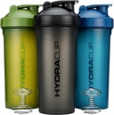 Hydra Cup [3 balenie] 45 Ounce Fľaše na pretrepanie bielkovín Shakes, Jumbo poháre na pretrepanie s guľôčkovým mixérom Whisk, extra veľká fľaša s rukoväťou (tmavé farby)