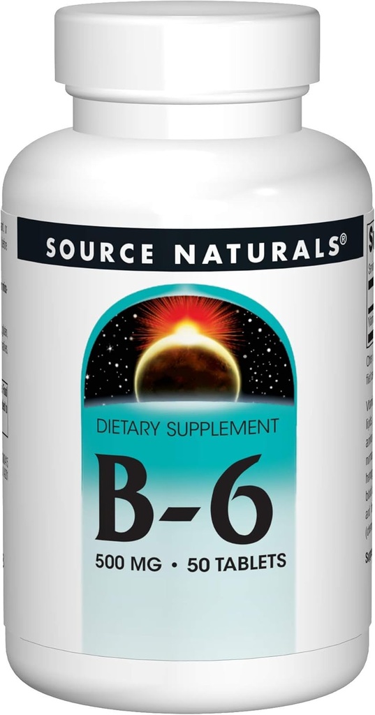 Zdroj Naturals Vitamín B-6, 500 mg Imunitný systém Podpora - 50 tabliet