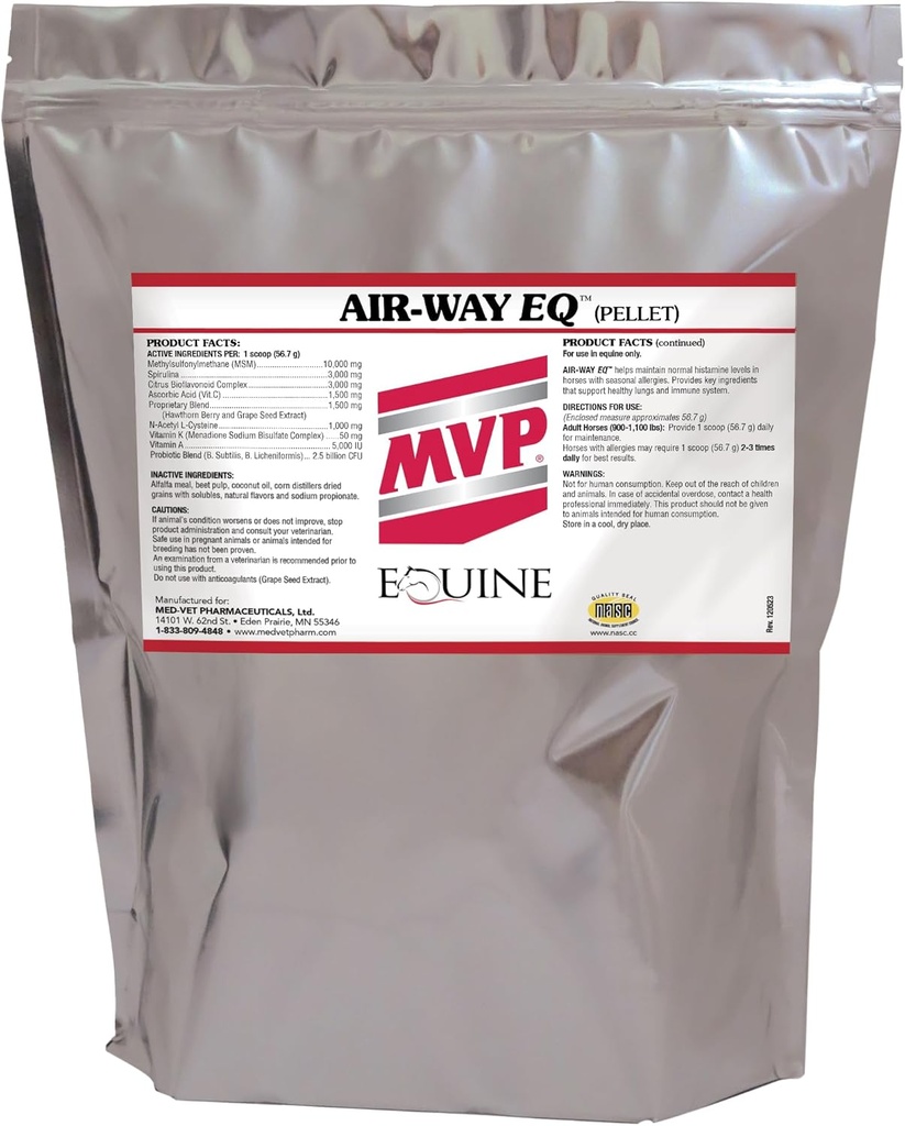 MVP Air-Way EQ (10lb) podporuje zdravú funkciu pľúc a sezónnu podporu alergie u koní