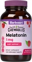 Bluebonnet Nutrition EarthSweet Melatonin 1 mg Fast-Acting Quick Rozpustiť Nočný čas Relaxácia a podpora odpočinku - Pomoc pri spánku - Gluten-Free, Vegan - Malinová chuť - 120 Žuvacie tablety