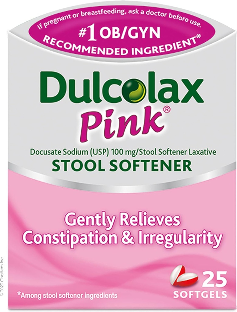 Dulcolax Ružové Stolové zmäkčovače, Dokusate sodík, 100 mg mäkké gélové tablety, 25 grófov