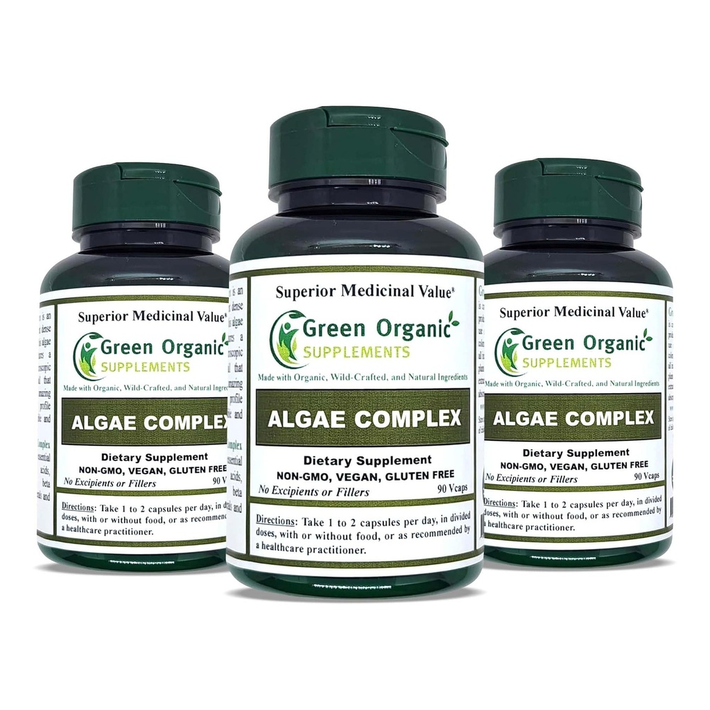 Algae, Fucoidan, Blue Green Algae, Kelp, Bladderwrack, Chlorella, Spirulina, Irish Moss, Dulse, 90 VCaps, High Absorbable, Non-GMO, Gluten-free (Stock of 3)