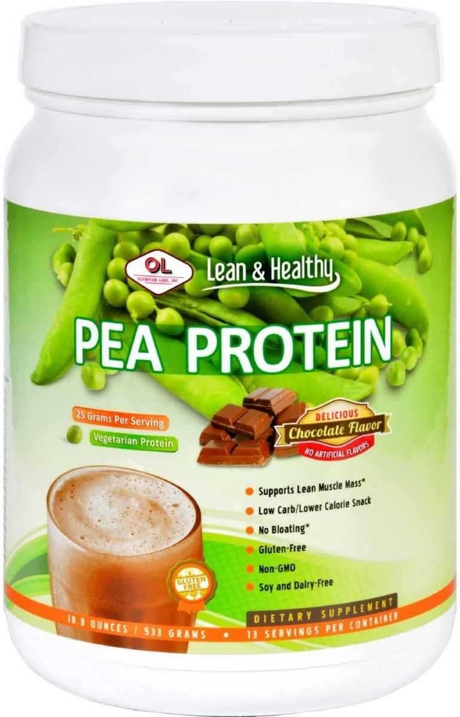 Olympian Labs Pea Protein Shake, Čokoláda, Malá, 18,8 Ounce