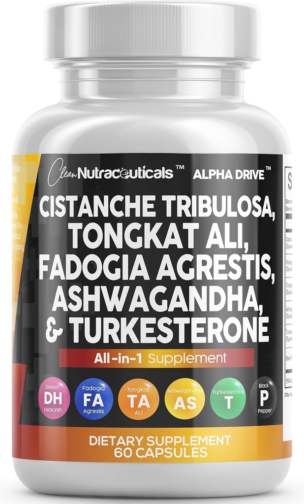 Clean Nutra Cistanche Tribulosa Fadogia Agrestis Tongkat Ali Turkesterone Pills Ashwagandha Kapsule Dodatok pre mužov - 60 gróf