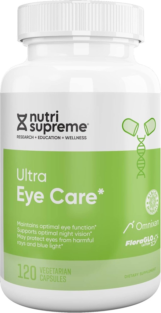 Nutri Supreme Research Ultra Eye Care with Lutein for Eye Health and Wellness, 120 Vegetariánske kapsule, Kosher